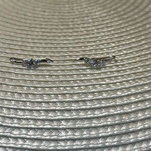 CZ Silver Toned Dangle Earrings